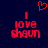 Red pixelated text 'I love shaun' on dark blue background with red heart symbol above, two identical static frames side-by-side.