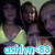 Three people pose together in a pixelated image with a blue text overlay reading 'ashlyn=88' at the bottom.
