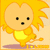 Pixelated yellow lion character with spiky mane, black eyes and nose, standing on purple ground against orange background; text changes from "I like Lion!" to "Rawr!"