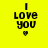 Four pixelated display "I Love you" text with a heart symbol, each on distinct solid backgrounds