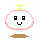 A 4x3 contact sheet of a pixel art animated icon featuring a white cloud-like character with pink outlines, yellow top, and brown base across ten sampled frames showing facial expression changes.