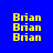 Blue background with yellow text 'Brian' repeated in four quadrants, each with a red horizontal bar covering part of the text.