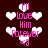 Pixelated pink text reads 'I'll Love Him Forever' with a heart symbol, surrounded by white hearts on a dark red background, in an animated sequence.