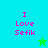 Pixelated text "I Love Sefik" in pink on cyan and green backgrounds with a small star icon.
