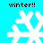Four white snowflake icons on cyan background with "winter!!" text above each, arranged in a