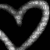 A grayscale heart-shaped icon with a smooth, rounded outline rendered in pixelated style against solid black background.