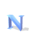 Blue 3D letter N with varying shadows and angles , some showing distorted or folded forms