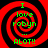 Four identical red and black spiral patterns with green text reading "I love robyn ... ALOT!!" arranged in a