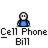 Animated contact sheet of a pixel art character with multiple expressions and actions, including mail notifications, money handling, and frustration gestures, all set against a gray background.