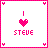 Pixelated pink heart icon with 'I ❤️ STEVE' text, bordered by four corner hearts on white background.