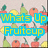 Two side-by-side pixelated images of fruit-themed text with color variations on a background of stylized fruits.