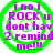 Four identical circular icons with green concentric rings and purple text reading "i no i ROCK u dont hav 2 remind me!!!" arranged in a two-by-two