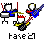 Pixel art band of three stick figures playing instruments on gray background, with text labels below each group.