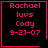 Four identical black square with pink text reading "Rachael luvs Cody 9-21-07" each contain a single pink symbol in the bottom-right corner