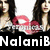 Three figures with long hair pose against a white background; red lips graphic and text overlay reads "NalaniBoves Music".