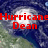 Pixelated image with red text 'Hurricane Dean' over a blurred background of blue and green tones.
