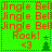 Green background with red text repeating 'Jingle Bell' and 'Rock!' plus '<3', two green tree icons, one with a star above it. The top-left tree icon has a small white cross on its left side.