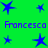 Blue star shapes and purple text on a green background, with multiple star variations arranged in above and below the text