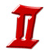 Red 3D-rendered Gemini zodiac symbol icon with smooth gradients and subtle highlights on a transparent background.