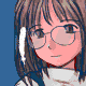 Animated sequence of a character with brown hair and glasses, showing subtle head movements against a blue background.