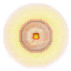 Animated sequence of a circular yellow icon with concentric rings and a central square, transitioning through partial cuts and S-shaped forms into solid yellow S-letters with red outlines.