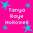 Bright pink background with scattered blue star shapes and repeated white text reading "Tanya Raye Hollowell" in pixelated font.