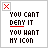 A pixelated animation with text "YOU CANT DENY IT YOU WANT MY ICON" and changing red heart symbols above the text.