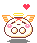 Pixelated angelic character with pink cheeks, yellow halo, and orange wings in three distinct poses against gray background.