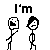 Pixel art stick figure animation with two characters, one holding a camera-like object and the other reacting to text phrases like "I'm almost enough to start shaving my legs!".