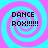 Four identical pixelated spiral patterns in cyan and magenta with black text reading "DANCE ROX!!!!!" in each quadrant.