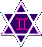 star-shaped icons with a central Roman numeral II, each in a different color, displayed on a gray background
