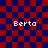 Four instances of the word 'Berta' in white pixelated text on a red and blue checkered background, with two versions showing additional -like patterns