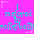 A static image with a bright pink background displays repeated text in cyan and white, featuring 'I majored in volleyball' and star motifs.