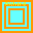 Four identical square display layered orange and cyan borders with yellow text reading "Richard" at the top of each