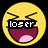 Yellow emoji face with squinting eyes and open mouth showing pink tongue, displaying different text overlays across frames.