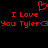 Red pixelated text and heart symbol on black background with repeated 'I Love You Tyler<3' phrases.