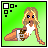 Animated contact sheet of a pixel art character in various poses with text frames, displayed on green background.