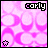 Animated pink patterned background with 'carly' text and star icon, showing subtle color variations across frames.