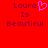 Red background with pixelated text 'Laura Is Beautiful' on both sides, one side featuring a pink heart symbol replacing the 'o' in 'Laura'.