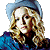 A pixelated image of a woman with blonde hair wearing a blue hat and blue clothing on the left, next to green text reading "Original Icons .com" on a dark green background.