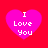 Four identical pink hearts on a red background, each containing white text reading "I Love You" in a pixelated font.