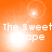 The Sweet Escape text appears in white pixelated font over an orange background with a bright central light effect that shifts position across frames.