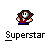 Pixel art character with brown hair and red top, shown in multiple poses beneath text labels.