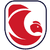 A pixelated icon with a white background and dark blue border, featuring large red curved shapes resembling stylized crescent moons or abstract forms.