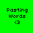 Four pixelated display 'Pasting Words <3' text with varying background colors including bright green, cyan, and light blue