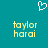 A teal background features a white pixelated heart symbol above two identical yellow pixelated text blocks reading 'taylor hawai' on each line.