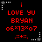 Red pixel text on black background with white star corner markers, displaying 'i LOVE YU BRYAN ×07' and '.+.' in two . The top-left corner marker alternates between gray and white stars across frames