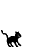 Pixelated black cat icon in walking pose with tail raised, shown in three positions against white background with gray rectangle on right.
