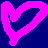 A contact sheet of 19 animated frames showing a sequence of colorful heart shapes and repeated text on a dark blue background, with visible pixelation and dithering effects.