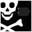 White skull and crossbones on black background with green digital counter animation in top-right corner.